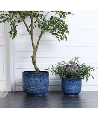 Ocean Blue 15.75-Inch Round Ceramic Planter