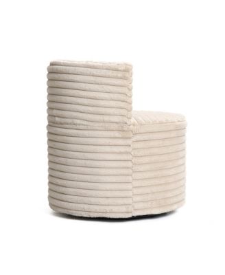 Modern Light Brown Upholstered Swivel Barrel Accent Chair