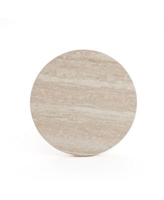 Stone Pattern Engineered Wood 19.7-Inch Tall Round End Table & Nightstand – Modern Side Table for Living Spaces