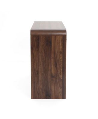 Modern Walnut Finish 6-Drawer Dresser, Engineered Wood Storage Chest with Rounded Corners