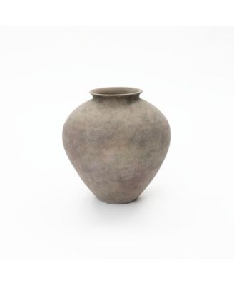 Rustic Ceramic Vase, 10.2" Tall Terracotta Pot with Earthy Gray-Brown Finish, Handcrafted