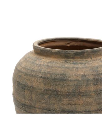 Vintage Pottery Brown 17.32-Inch Tall Round Ceramic Vase