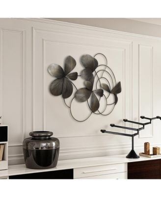 Metal Wall Art, 42” Wide Abstract Floral Decor