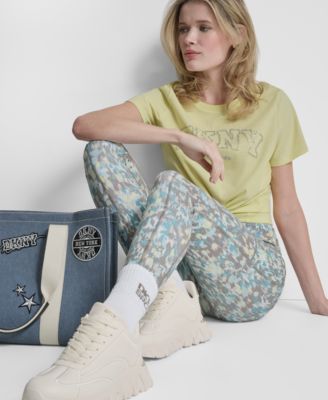 Women's Rhinestone Varsity Logo Relaxed Fit Pull-On T-Shirt