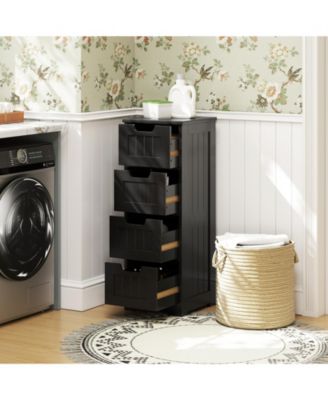 Bathroom Floor Cabinet Free-Standing Side Storage Organizer w/ 4 Drawers