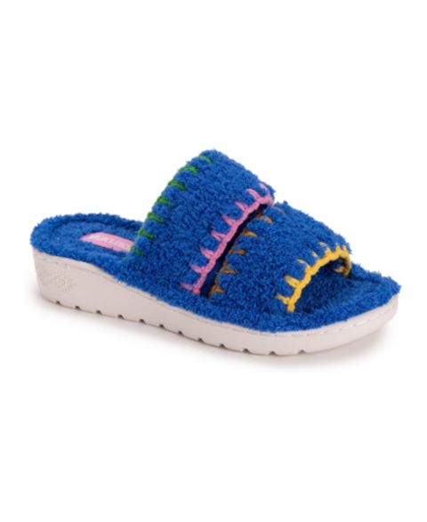 Женские тапочки MUK LUKS Double Strap Slide Slipper, цвет: Синий