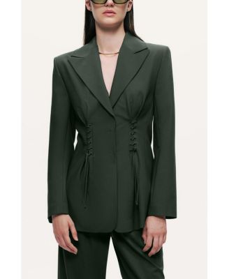 Women's Lace-Up Waist Tailored Blazer