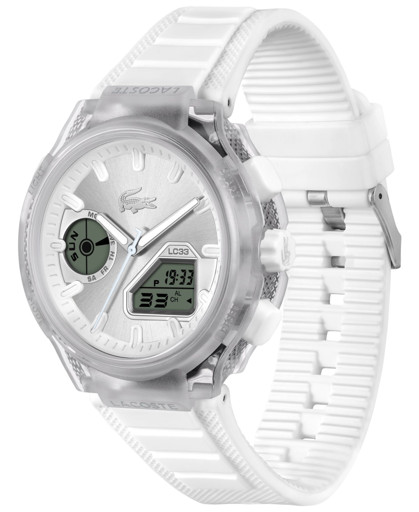 Мужские часы Lacoste LC33 White Silicone Strap Watch, 44.8mm — фото 2