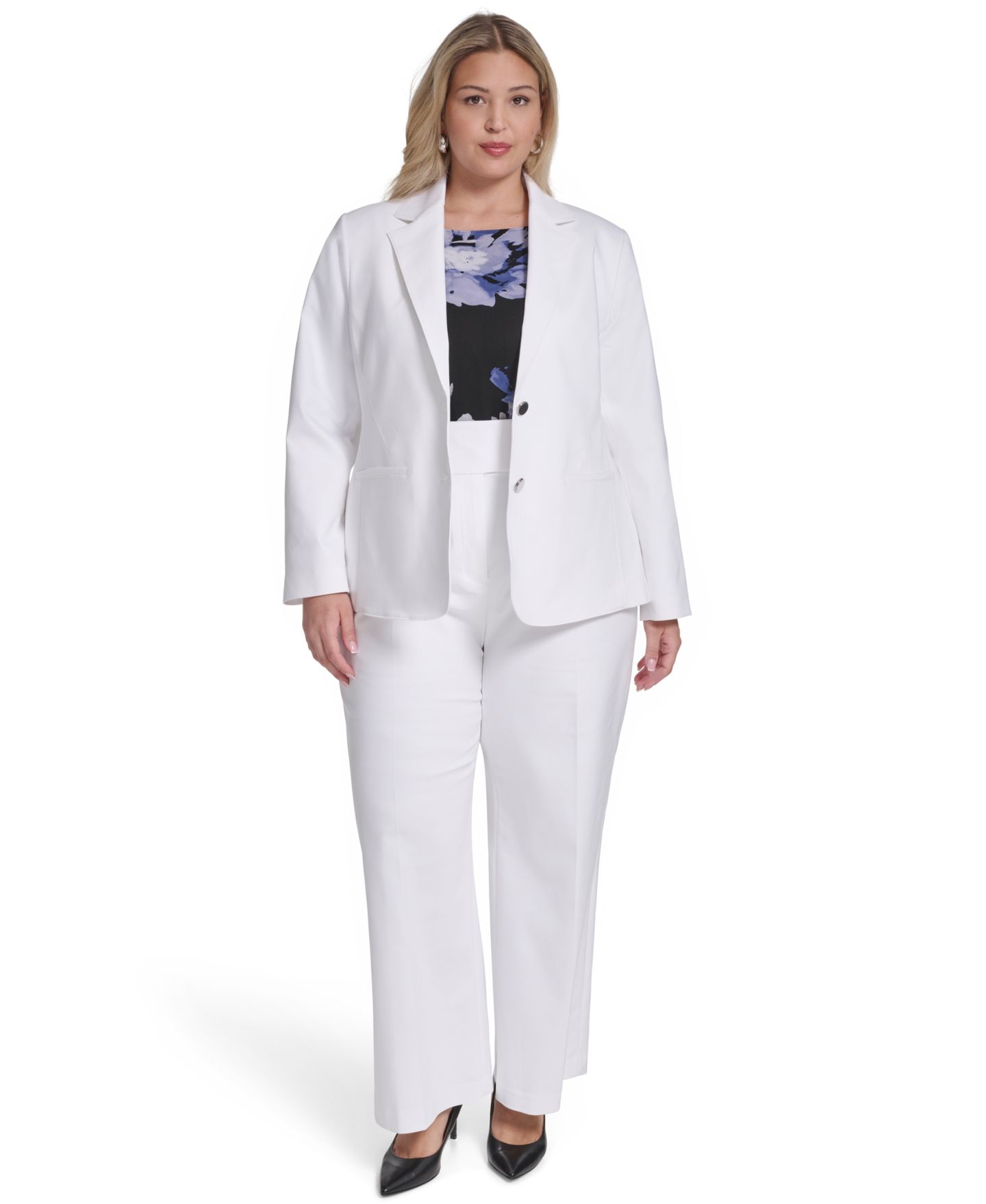 Женский пиджак Calvin Klein Plus Size Two-Button Blazer, цвет: Белый — фото 2