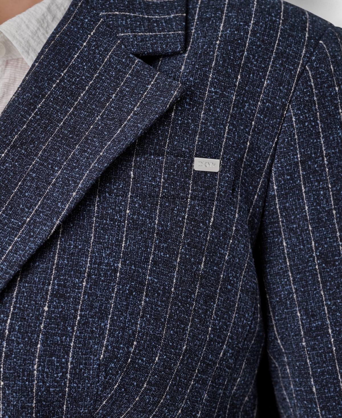 Dkny Plus Long-Sleeve Pinstripe Oversize One Button Blazer