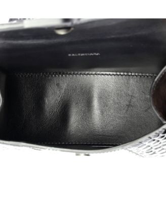 XS Hourglass Top Handle Bag Embossed Leather