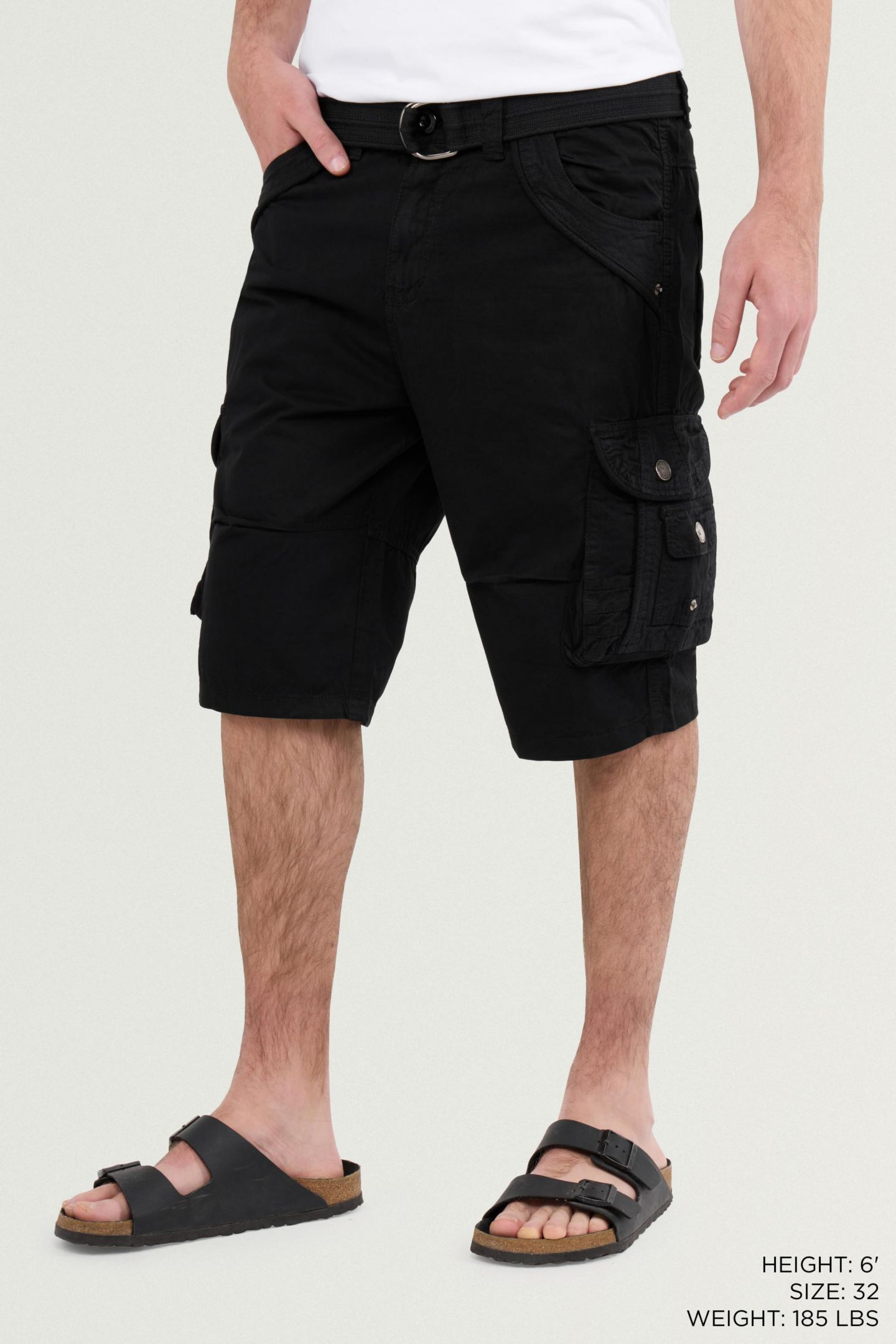 Мужские шорты XRAY Cargo Shorts Camo & Solid Colors 12.5" Inseam Knee Length Classic Fit Multi Pocket, цвет: Чёрный — фото 6