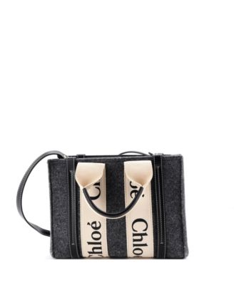 Small Woody Tote Felt with Leather and Canvas