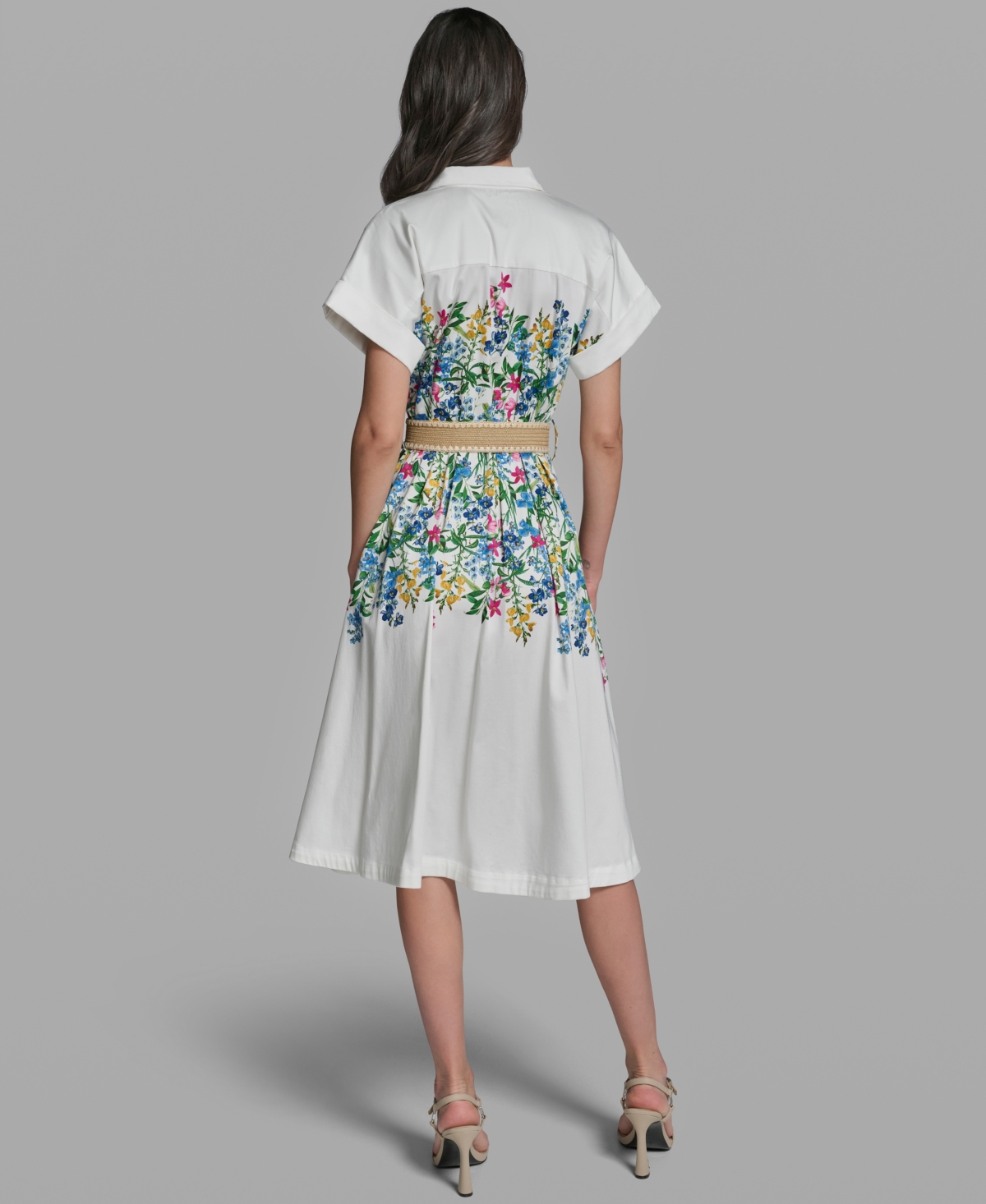 Karl Lagerfeld Paris Women's Short-Sleeve Collared Multi Floral Dress