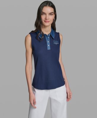 Women's Sleeveless Collared Polo Tank Top