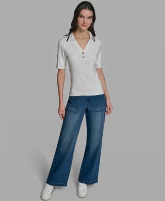 Women's Short-Sleeve Collared Sweater