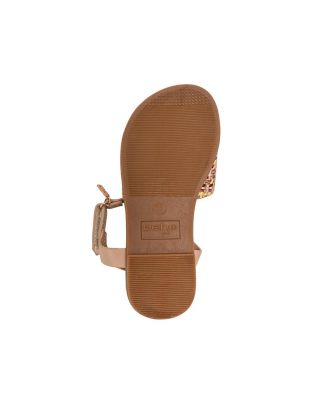 Little Girls Girl's  Fashion Sandals – Dressy Shoes with Raffia Upper and Logo Medallion Accent