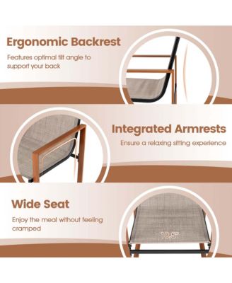 2 PCS Outdoor Dining Chairs Patio Furniture Chair w/ Breathable Seat & Backrest