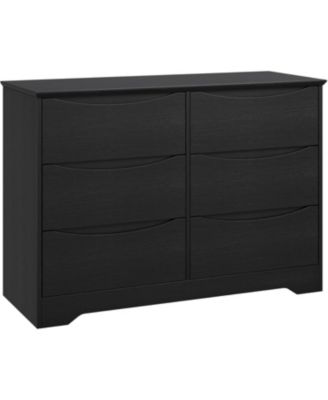 6 Drawer Tall Wood Dresser, Modern Storage Chest with Wide Top for Bedroom