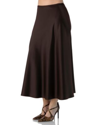 Women's Solid Satin Midi Skirt