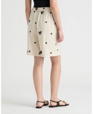 NVLT Women's Embroidered Stripe Bermuda Short