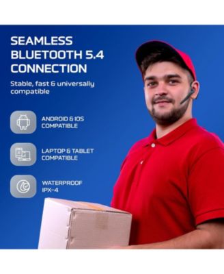 Wireless Bluetooth Headset with Noise-Cancelling Microphone and Charging Case