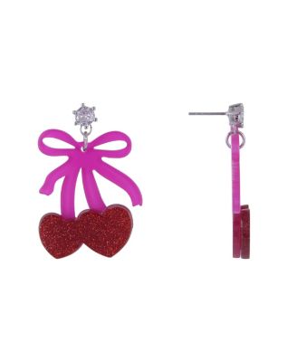 Bow and Cherry Drop Earrings