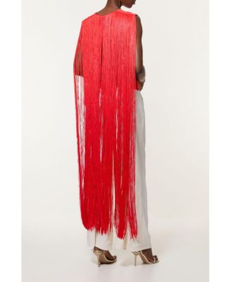 Women's Bandage Knit Long Tassel Cape Top