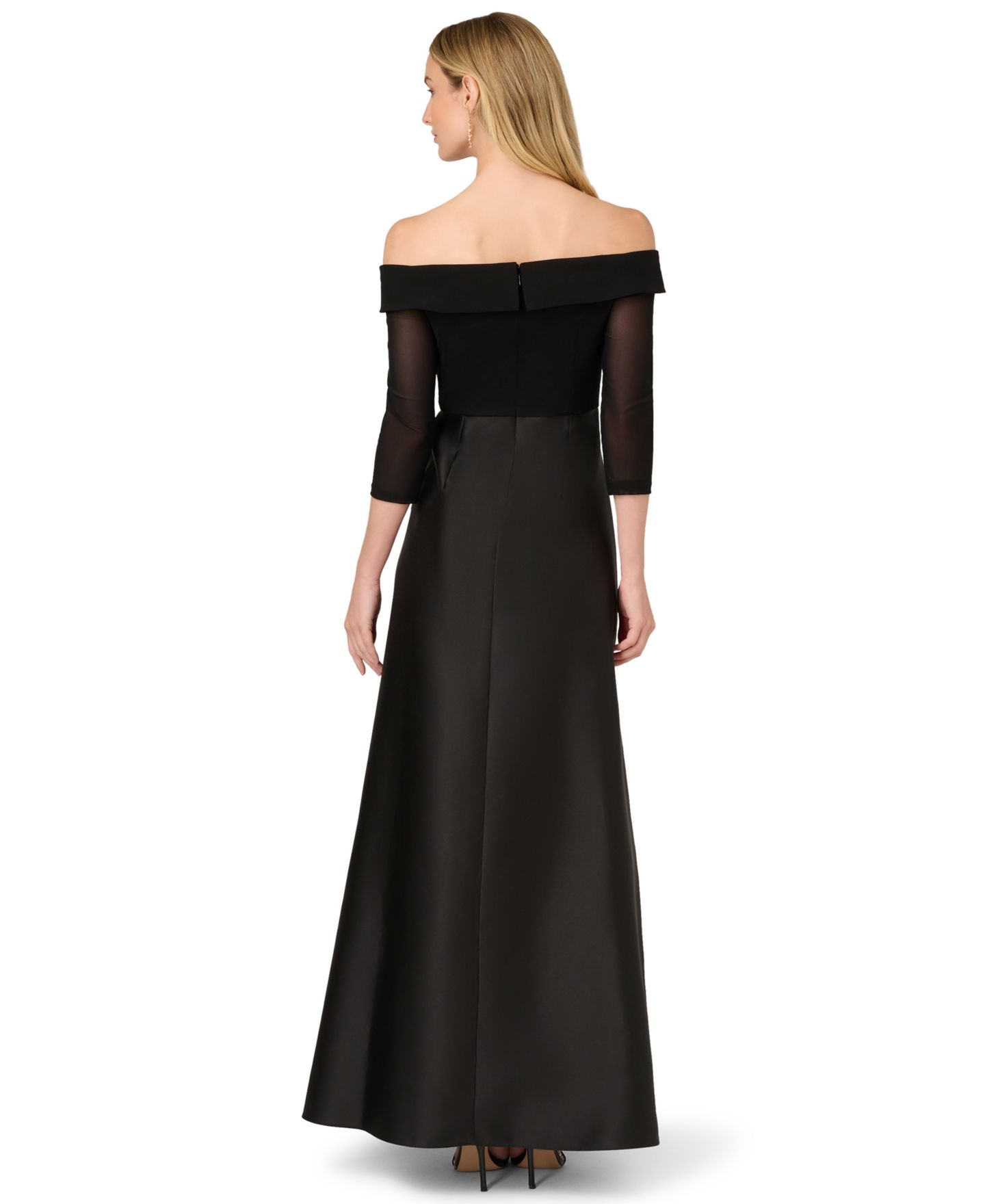 Женские платья Adrianna Papell Off-The-Shoulder Gown, цвет: Чёрный — фото 3