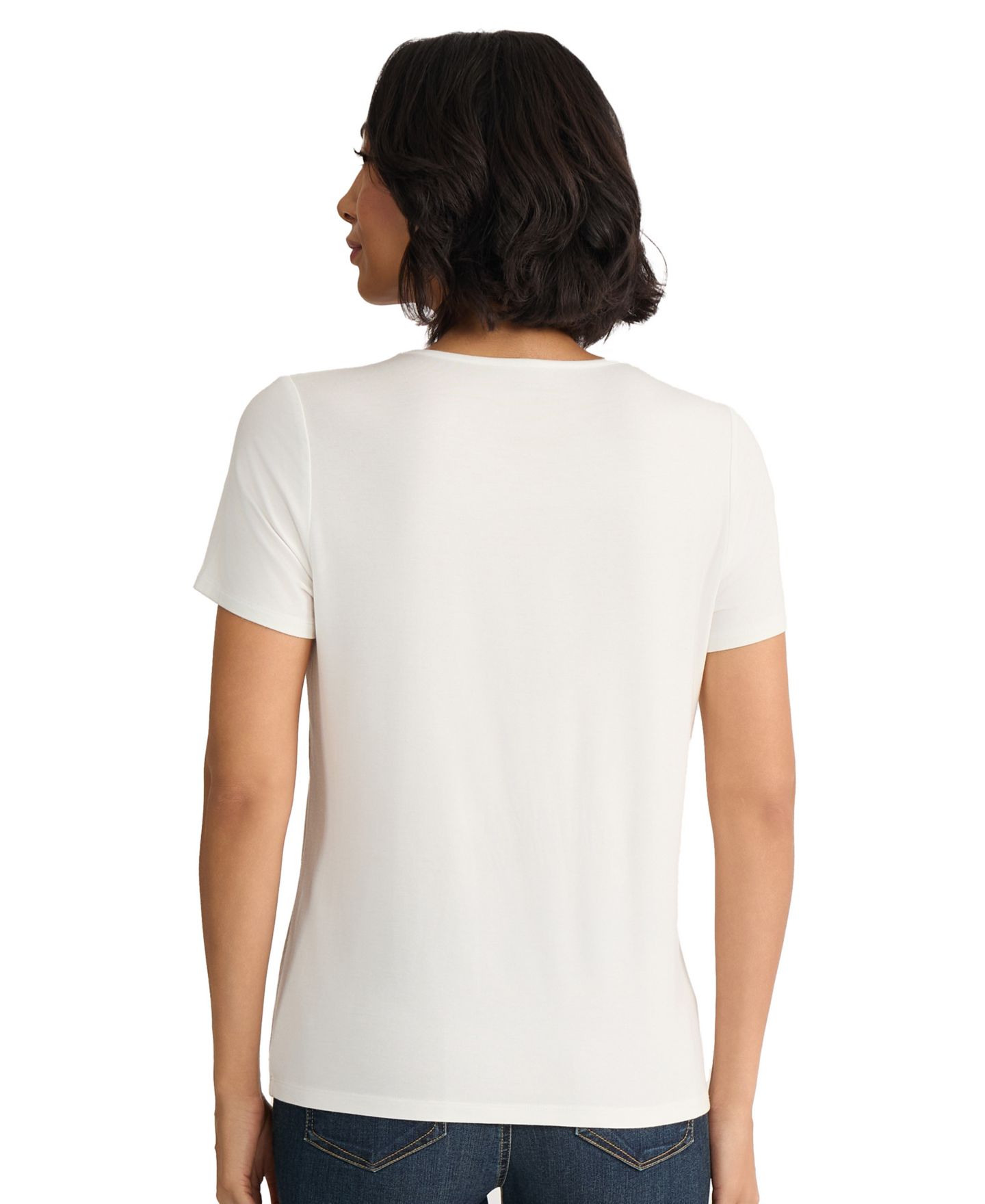Женская футболка Jones New York Petite Crewneck Short-Sleeve Graphic, цвет: Натуральный белый — фото 3