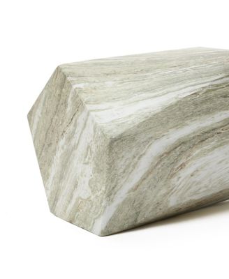 18" Marbled Pentagonal Side Table, Indoor/Outdoor Patio Accent Furniture