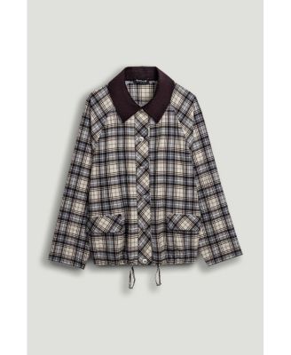 Women's Checked Contrast Collar Jacket