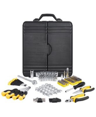 221-Piece Mechanics Tool Set, 1/4" & 3/8" Drive SAE & Metric Sockets, Bits, Wrenches, Ratchet, Accessories, Plastic Case