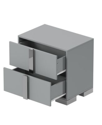 End Table - Elegant Nightstand, Wood Bedside Table with Drawers, Metal Foot and Mirrored Metal Handles for Bedroom, Living Room