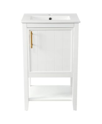 20'' Bathroom Vanity with Sink, Modern Solid Wood Cabinet, Soft Close Door & Open Shelf for Small Spaces