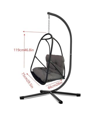 Swing Egg Chair with Stand Indoor Outdoor Wicker Rattan Patio Basket Hanging Chair