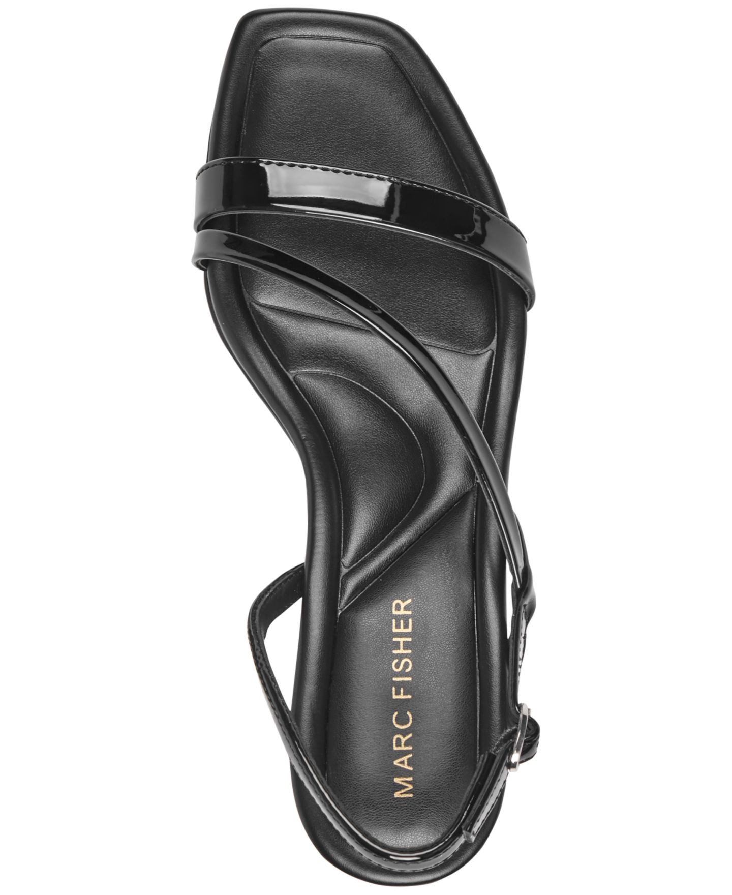 Женские сандалии Marc Fisher Gizia Strappy Block Heel Dress Sandals, цвет: Чёрный лаковый — фото 4