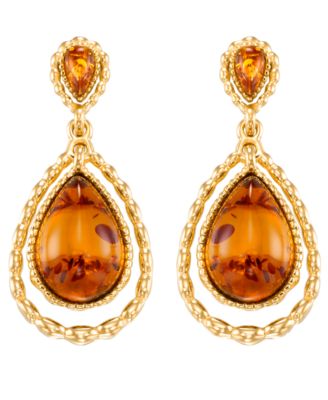 Baltic Amber Earrings (3 ct. t.w.) in 14k Yellow Gold Over Sterling Silver