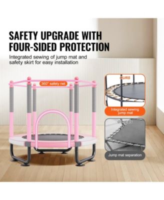 Kids Trampoline, 60" (5 ft), Enclosure Net & Basketball Hoop, Indoor/Outdoor