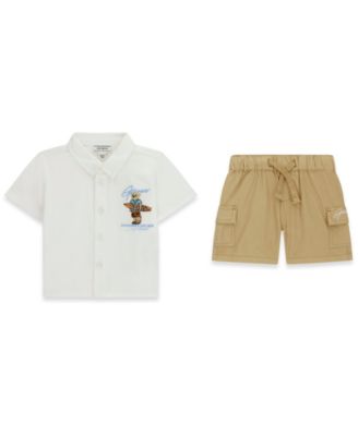 Baby Boys' Short-Sleeve Poplin Shirt and Cargo Shorts, 2-Piece Set