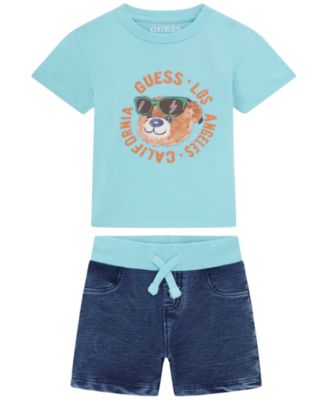 Baby Boys' Short-Sleeve T-Shirt and Knit Denim Shorts Set, 2-Piece Set