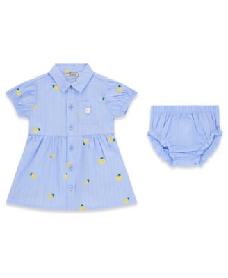 Baby Girls' Yarn Dye Poplin Short-Sleeve Dress and Matching Bloomer