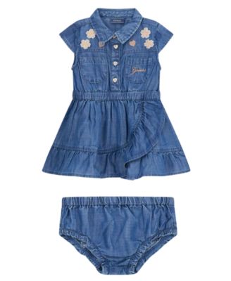 Baby Girls' Slub Denim Dress and Matching Bloomer