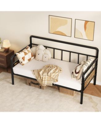 Daybed with Classic Headboard,Metal Bed Frame Heavy Duty Steel Slats Support,Sofa BedFrame for Living Room, Guest RoomNoise Free