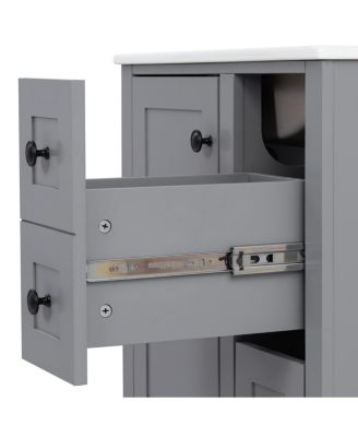 24"  Bathroom Vanity with Sink, Modern Multi-Drawer Storage with Soft Close, Easy Assembly for Small Spaces-Sillysis