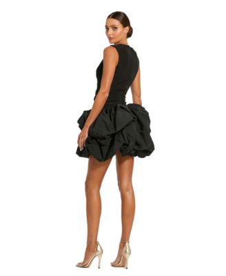 Women's Sleeveless Crepe Bubble Skirt Mini Dress