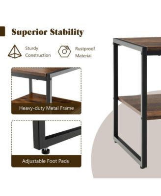 2PCS 2-Tier End Side Sofa Coffee Table 20'' Square Table for Living Room Bedroom