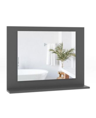 23.5x17.5 Inch Rectangle Bathroom Mirror with Wood Shelf