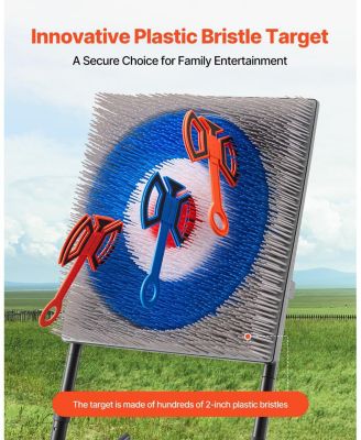 Axe Throwing Game, Plastic Bristle Target with 8 Axes and Foldable Steel Frame for Indoor and Outdoor Play