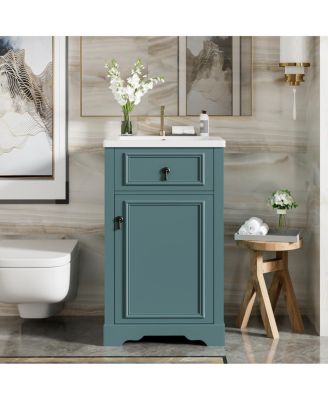 20" Bathroom Vanity with Ceramic Sink, Soft Close Door, Adjustable Shelf & Door Storage for Small Bathrooms